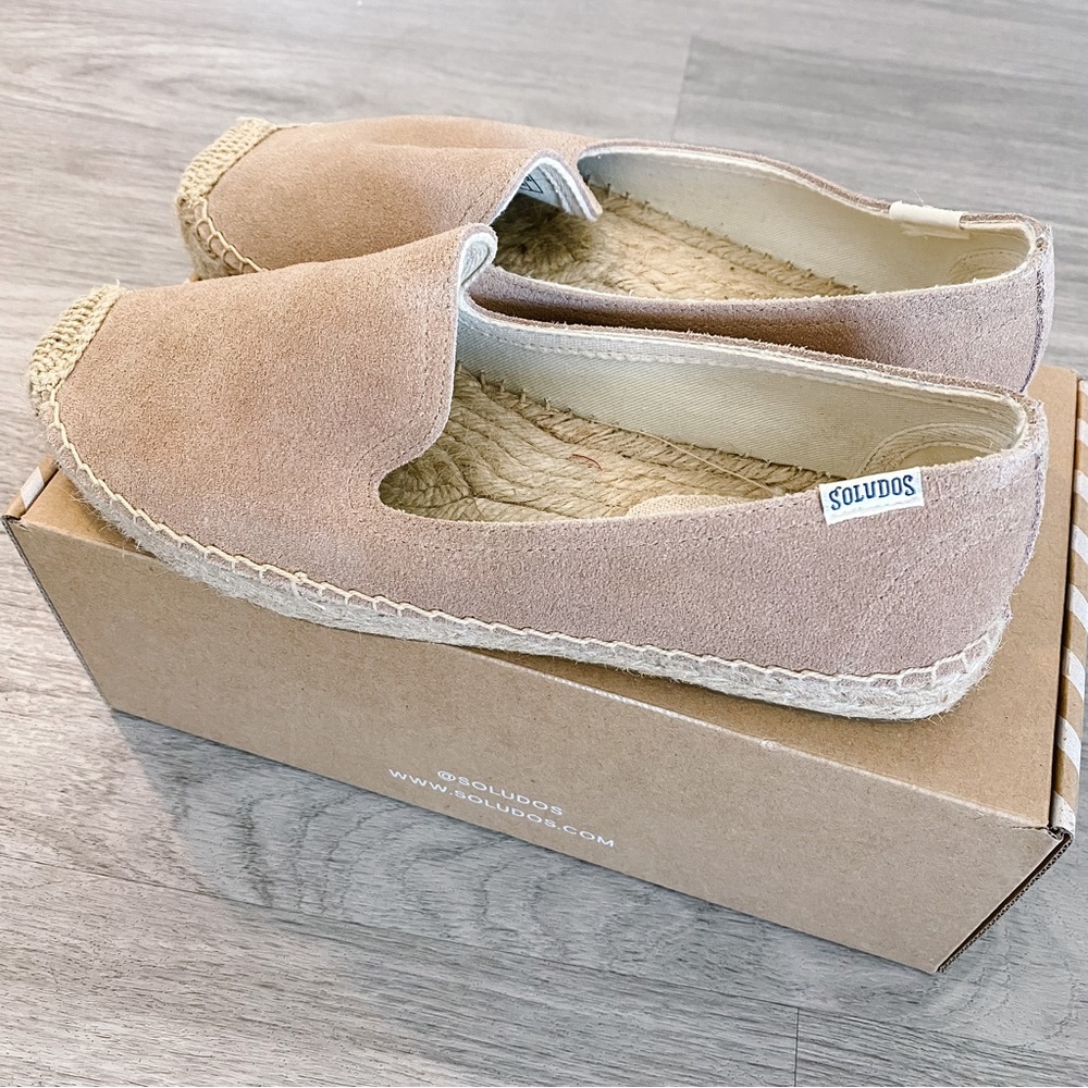 Soludos Suede Platform Shoes Tan 7.5